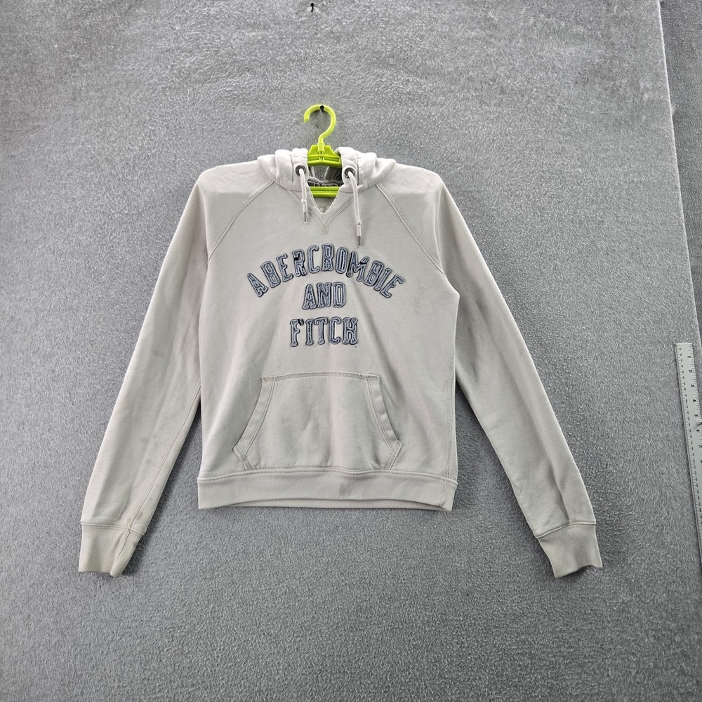 Abercrombie & Fitch Women Hoodie L Brown Y2K Embroidered Patched Logo READ